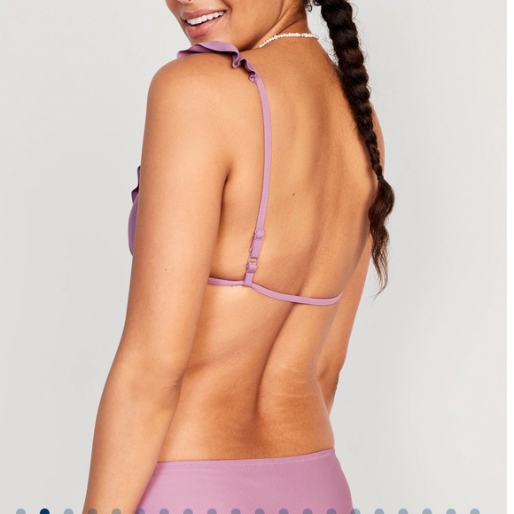NWT OLD NAVY Ruffle-Trimmed Triangle String Bikini Swim Top Color: Damask - Picture 2 of 6
